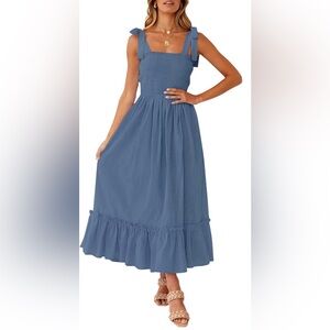 Summer Dusty blue boho ruffle dress